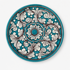 Turquoise Floral Italian Ceramic Wall Plate – 10 Inch