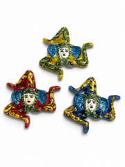 Sicilian Trinacria Ceramic Ornament – Handcrafted Maiolica Style – 4.5 Inches (Choose Color)