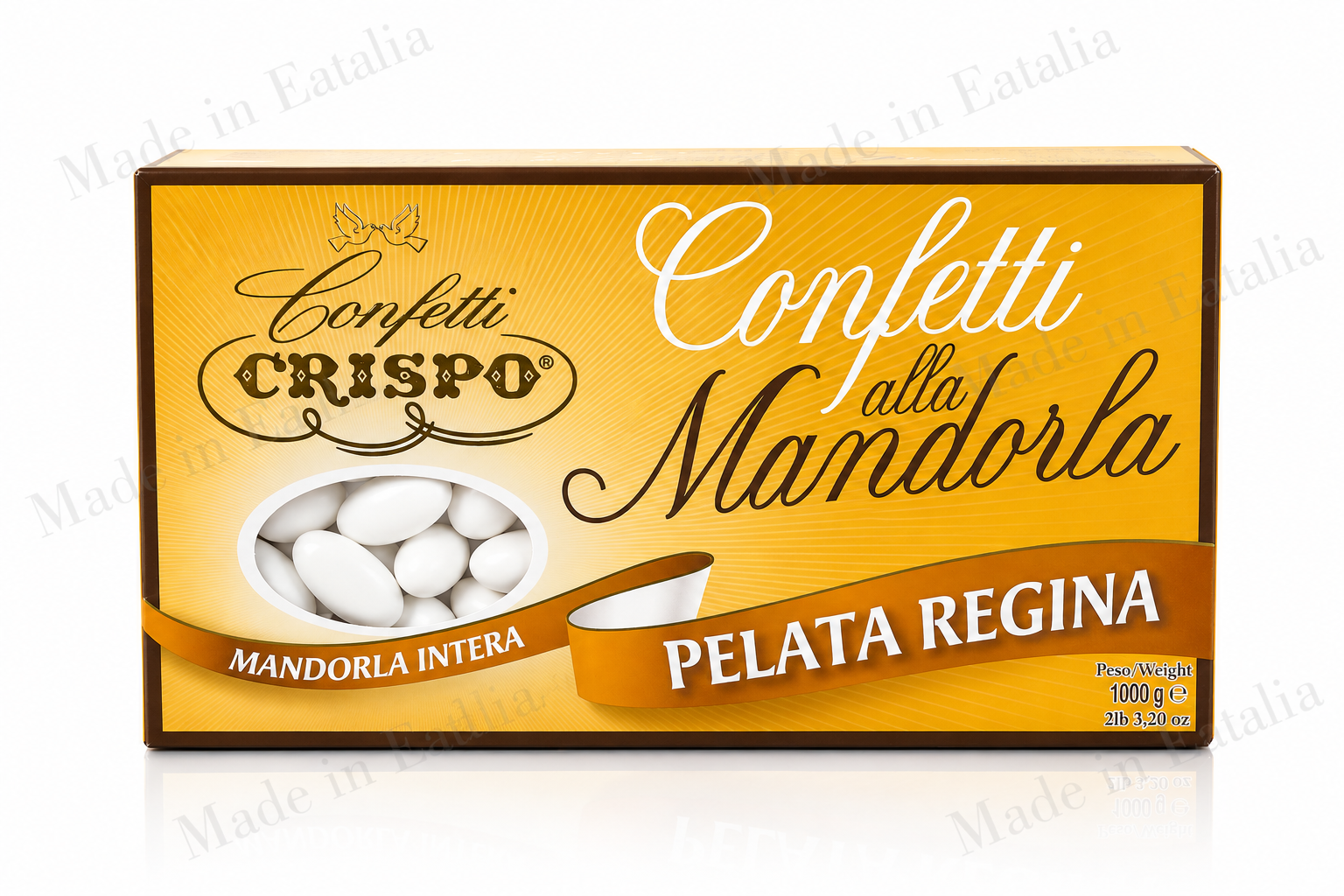 Confetti Crispo Pelata Regina – Premium White Jordan Almonds (2.2 lb / 1000g)