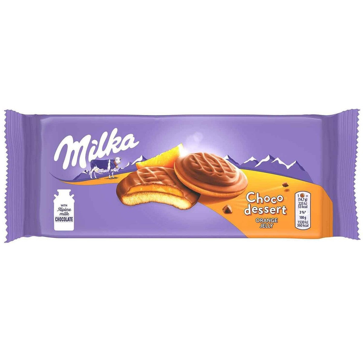 Milka Choco Dessert Orange Jelly Cookies – Alpine Milk Chocolate Biscuits with Orange Filling