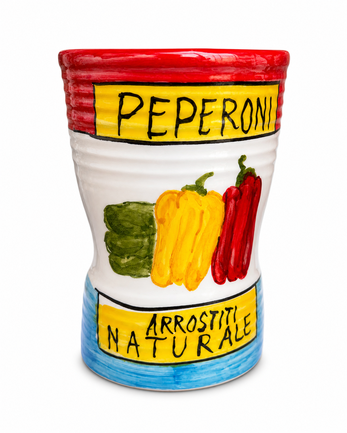 Sicilian Ceramic Container 🇮🇹 Hand-Painted Pepper Jar, 7” Textured “Smashed” Style