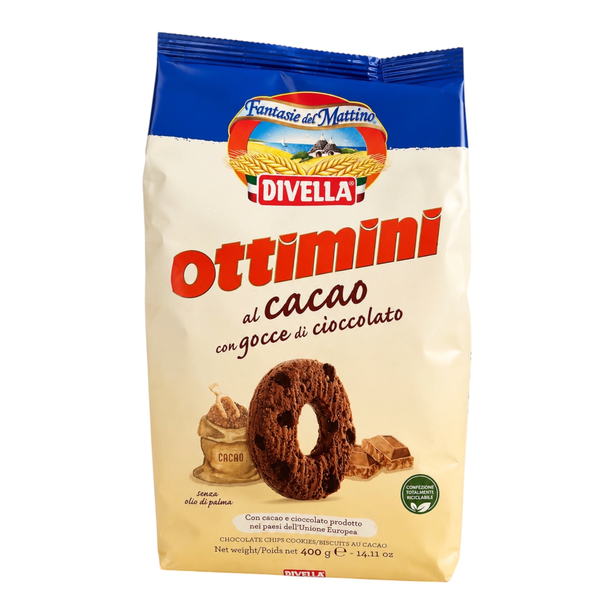 Divella Ottimini Cacao with Chocolate Drops Biscuits 400g