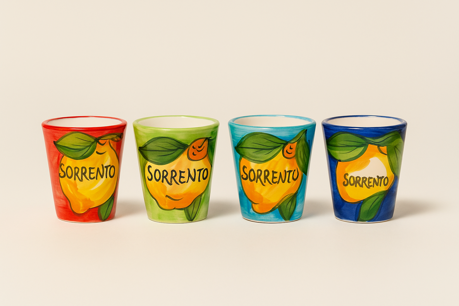 Hand-Painted Limoncello Ceramic Shot Cup – Sorrento Design (1pc)