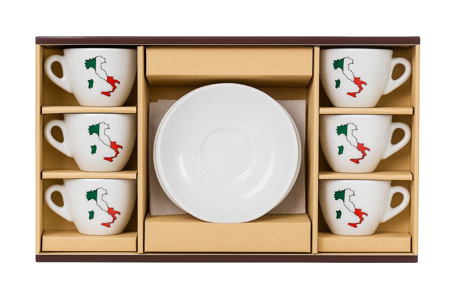 Set of 12 Espresso Cups & Saucers, Service For Six Italian boot