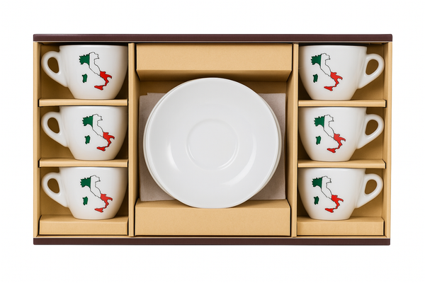 Set of 12 Espresso Cups & Saucers, Service For Six Italian boot