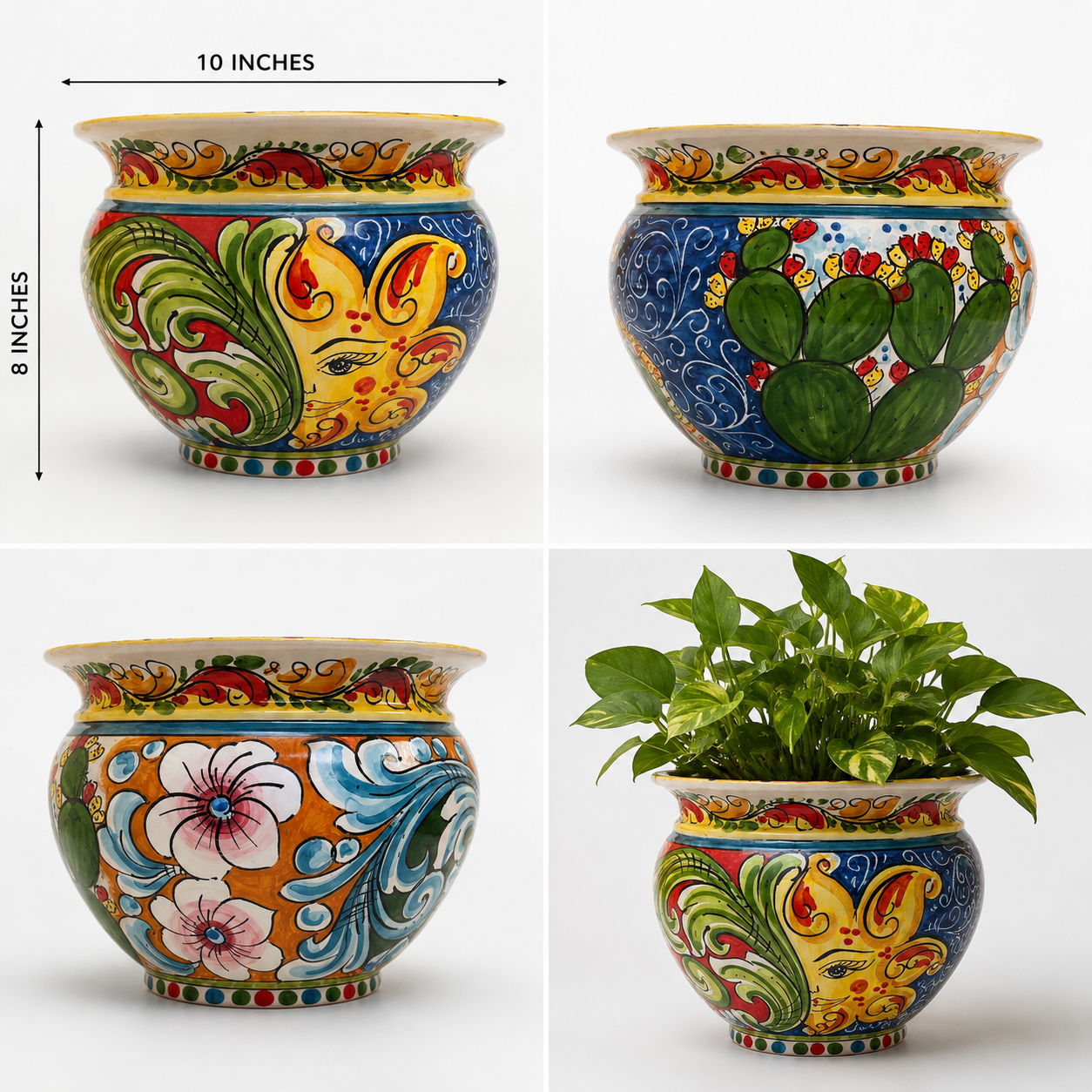 Hand-Painted Italian Ceramic Plant Pot