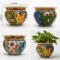 Hand-Painted Italian Ceramic Plant Pot