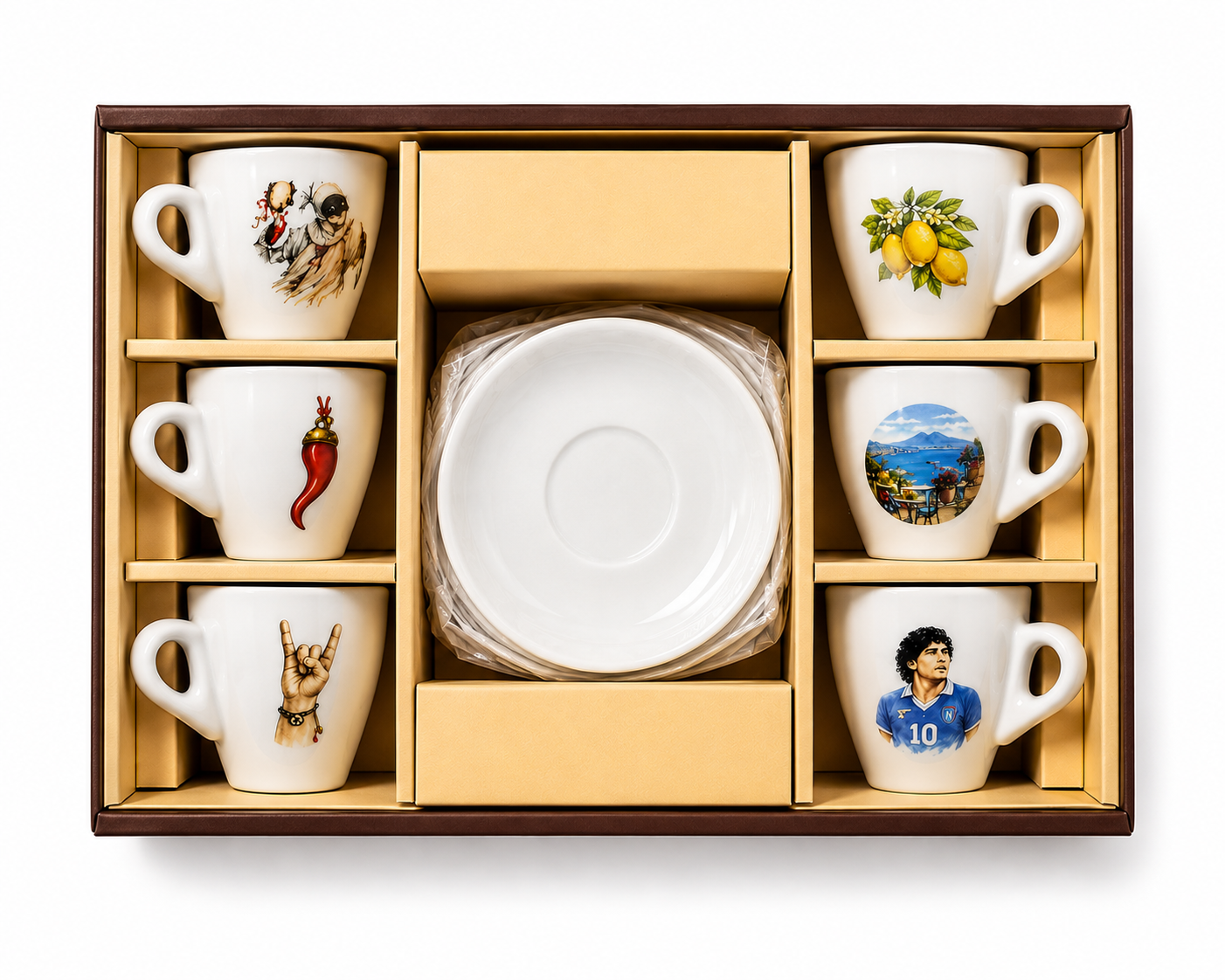 Neapolitan Espresso Cup Set – 6 Cups & Saucers | Napoli Collection