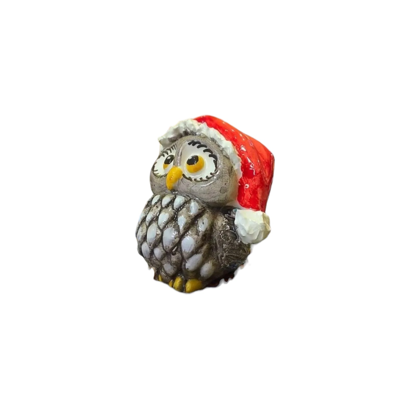 Christmas Tiny Owl In Fine Ceramic