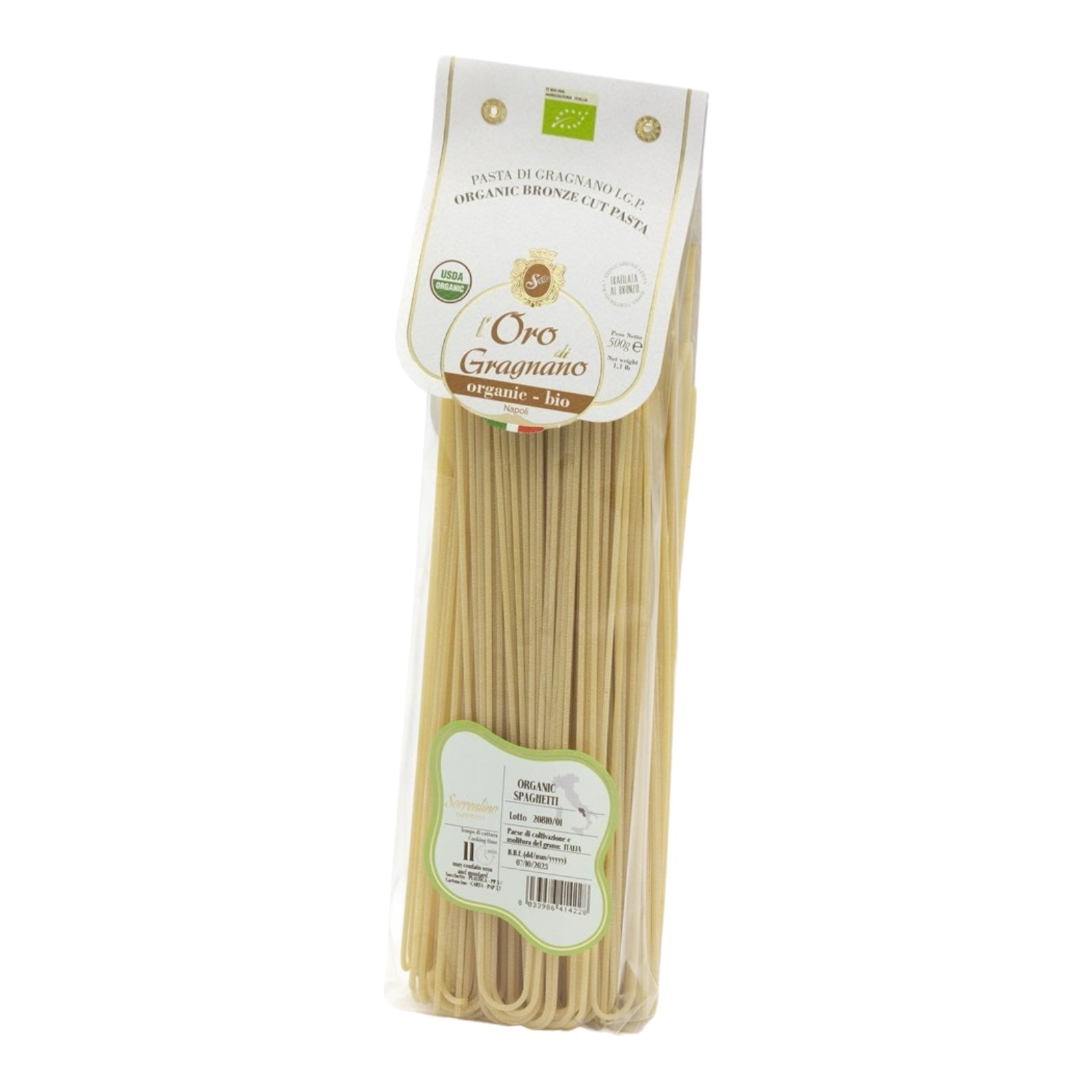 L'Oro di Gragnano Spaghetti Pasta Organic By Sorrentino Pastificio 500g 1.1lb