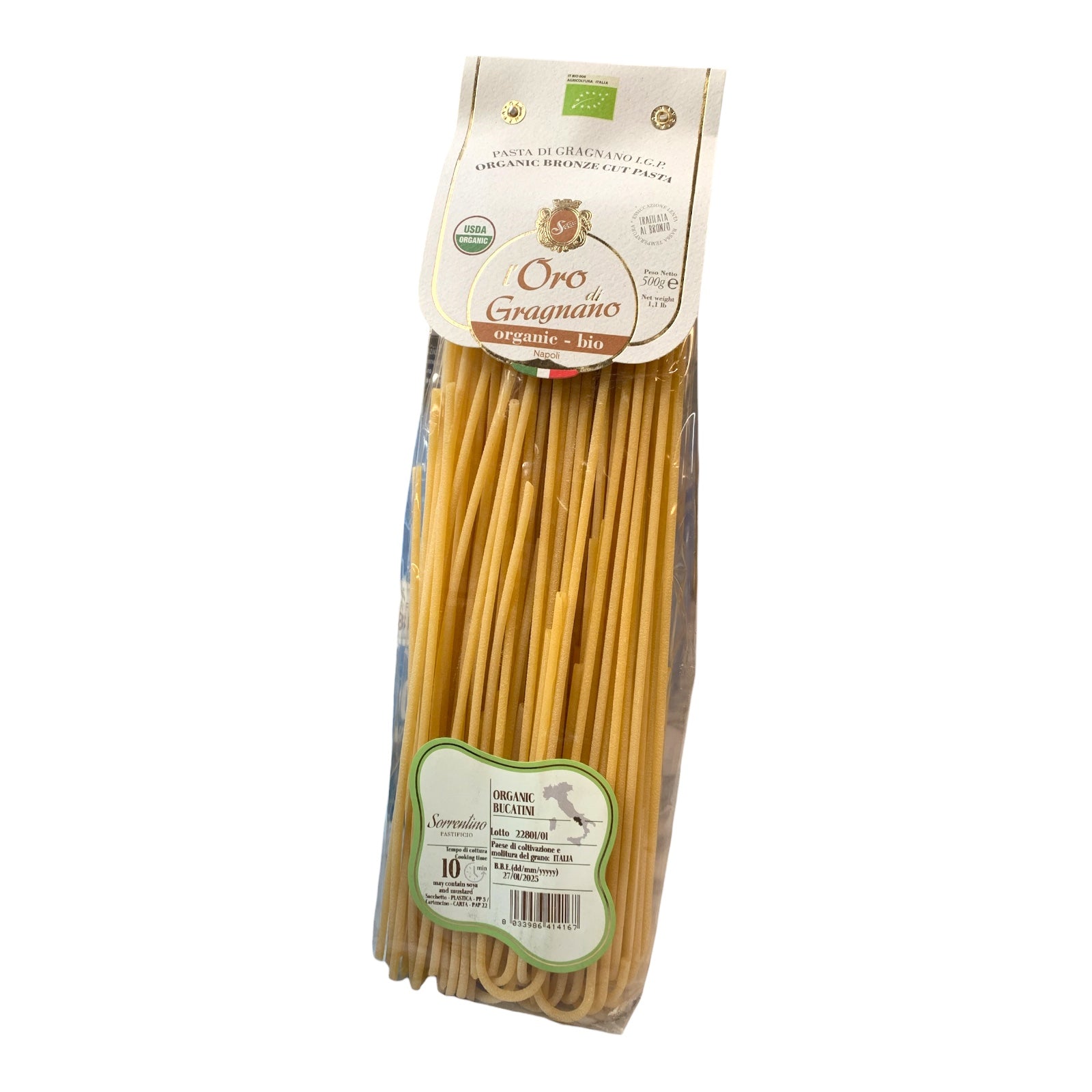 L'Oro di Gragnano Bucatini Pasta Organic By Sorrentino Pastificio 500g 1.1lb
