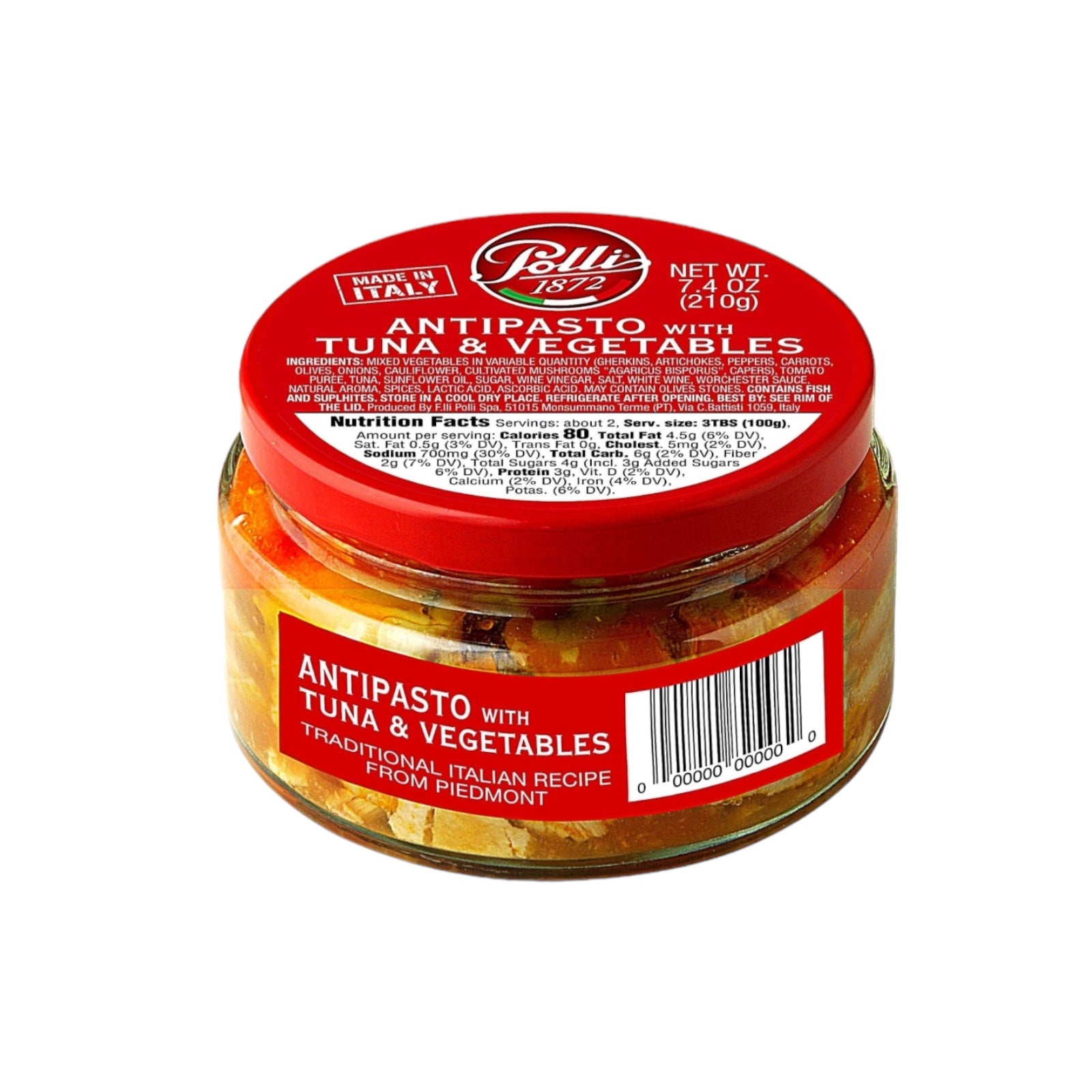 Polli Antipasto with Tuna and Vegetables Glass jar 210g