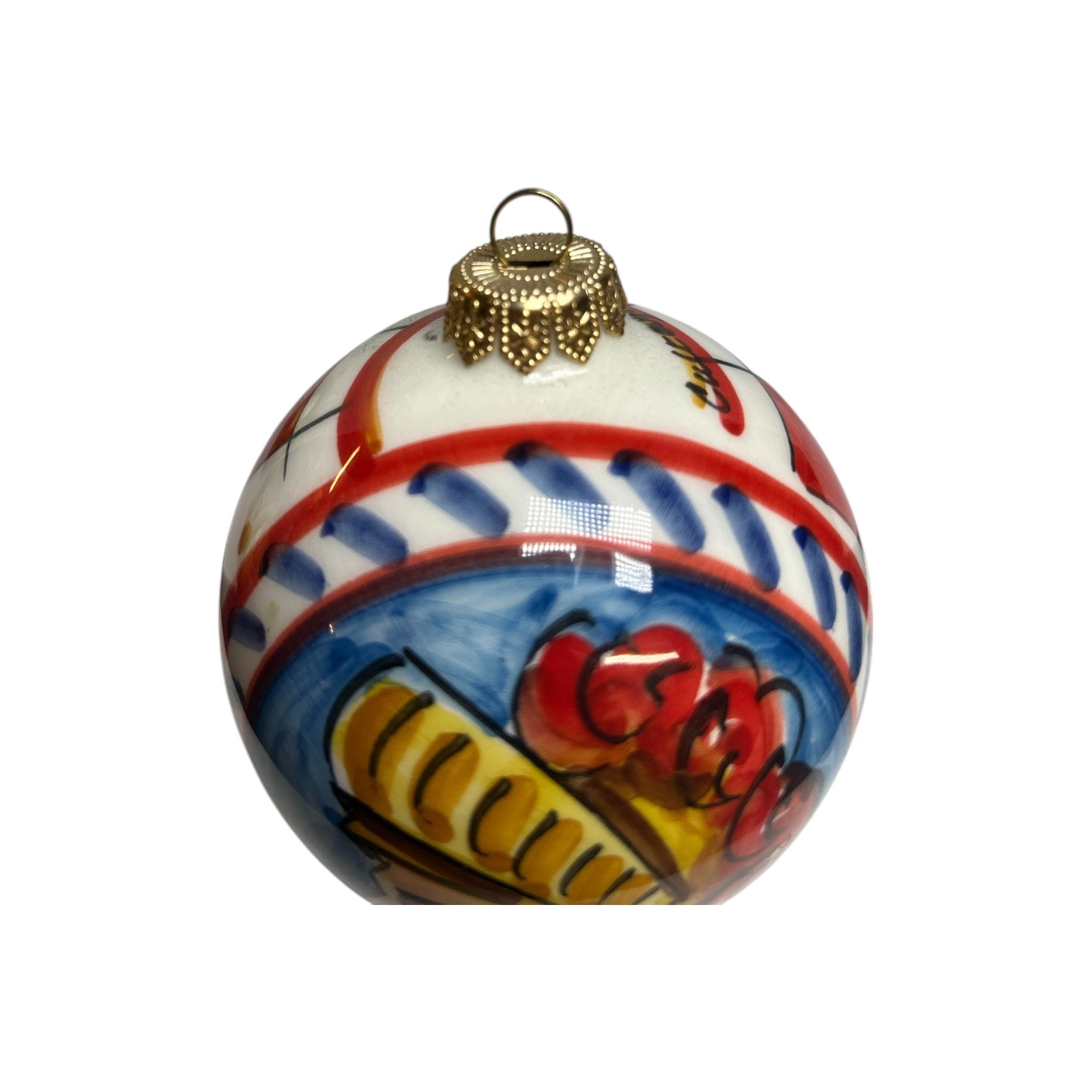 Palla di Natale in pregiata ceramica di Caltagirone - diametro 7,5 cm - Christmas ball in fine Caltagirone ceramic (1 piece) - diameter 7.5 cm -