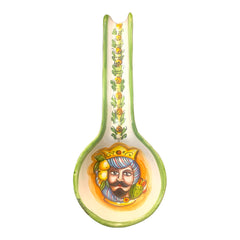 Spoon Rest in Caltagirone Ceramic, h 31cm approx. Teste Di Moro Poggia Mestolo