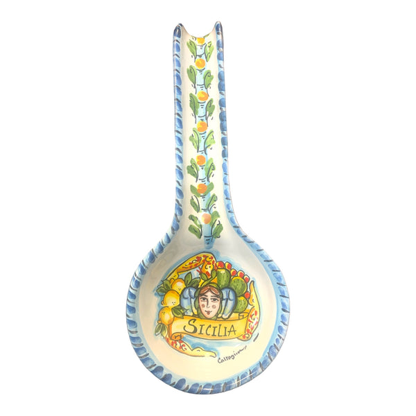 Spoon Rest in Caltagirone Ceramic, h 31cm approx. Trinacria Poggia Mestolo