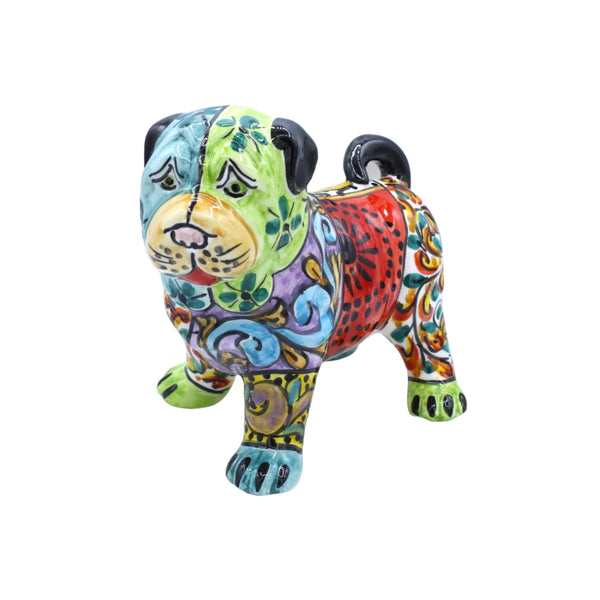 Caltagirone Ceramic Pug Dog, Measurements h 18 x 20 cm approx. Modern Decoration