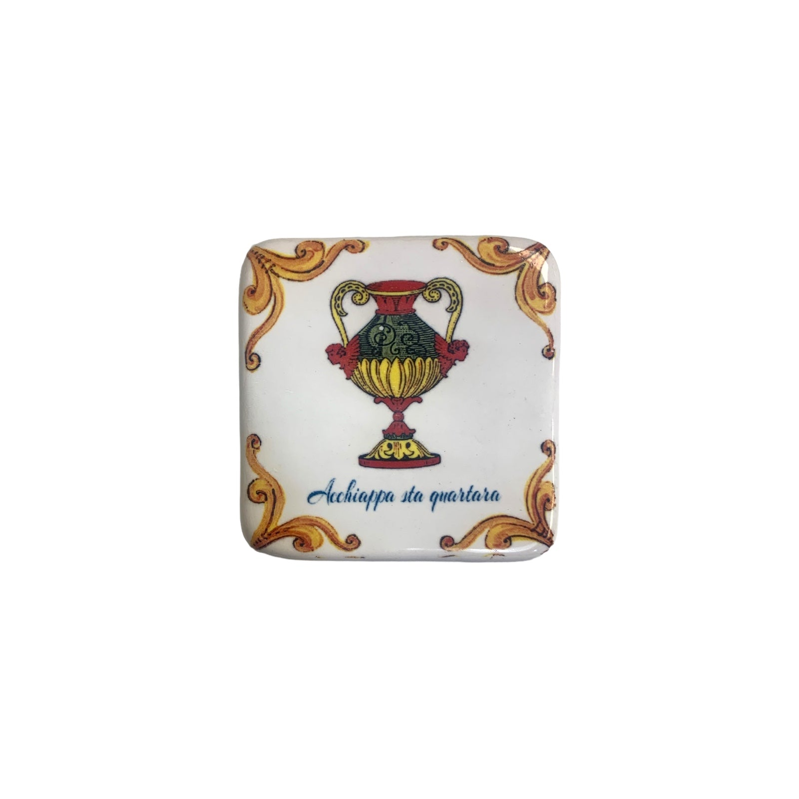 Brick Magnet in Sicilian ceramic, Asso Di Coppe, Measures 5x5 cm, thickness 1 cm