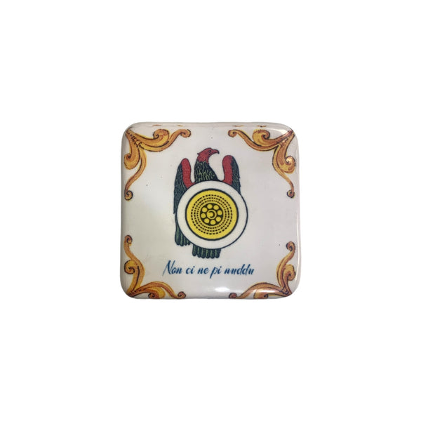 Brick Magnet in Sicilian ceramic, Asso Di Denari , Measures 5x5 cm, thickness 1 cm