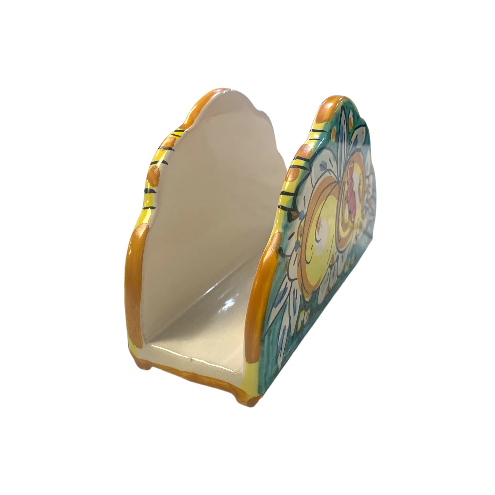 Caltagirone Ceramic Napkin Holder Decorated By Hand, 100% Handmade