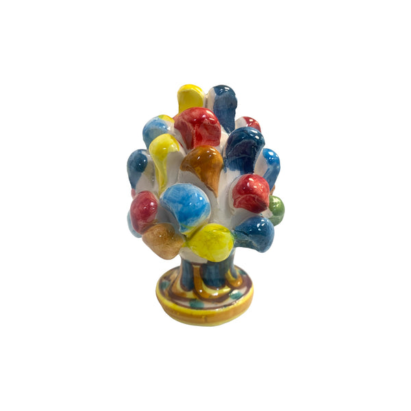 Multicolor Sicilian Pine Cone With Decorated Ceramic Base 4inches