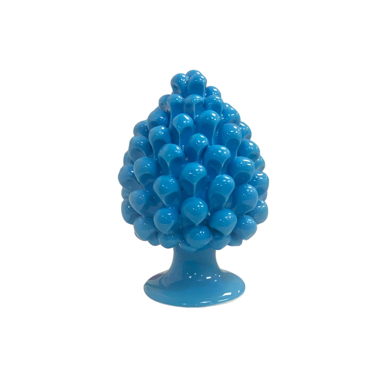 Pine Cone | Pigna Siciliana Light Blue, Ceramic From Caltagirone 15 cm height