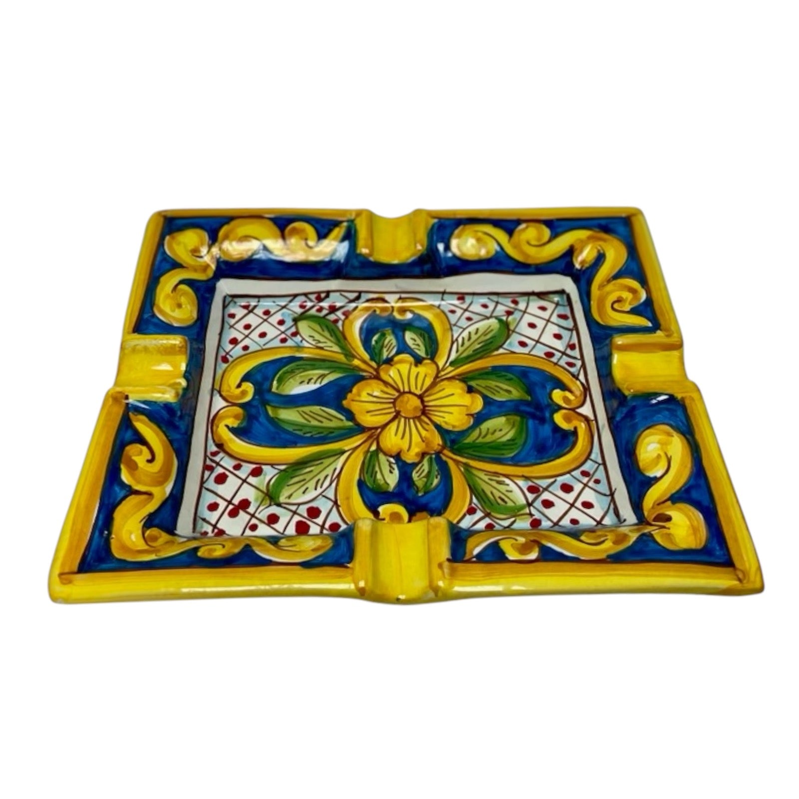 Ashtray in Caltagirone ceramic,  - L 20 x D 16 cm approx.