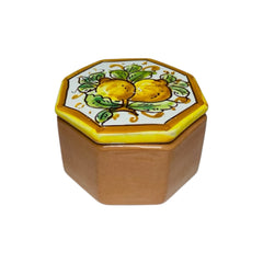 Caltagirone Ceramic Jewelry Box, Octagonal Shape h 5cm x W 8cm approx