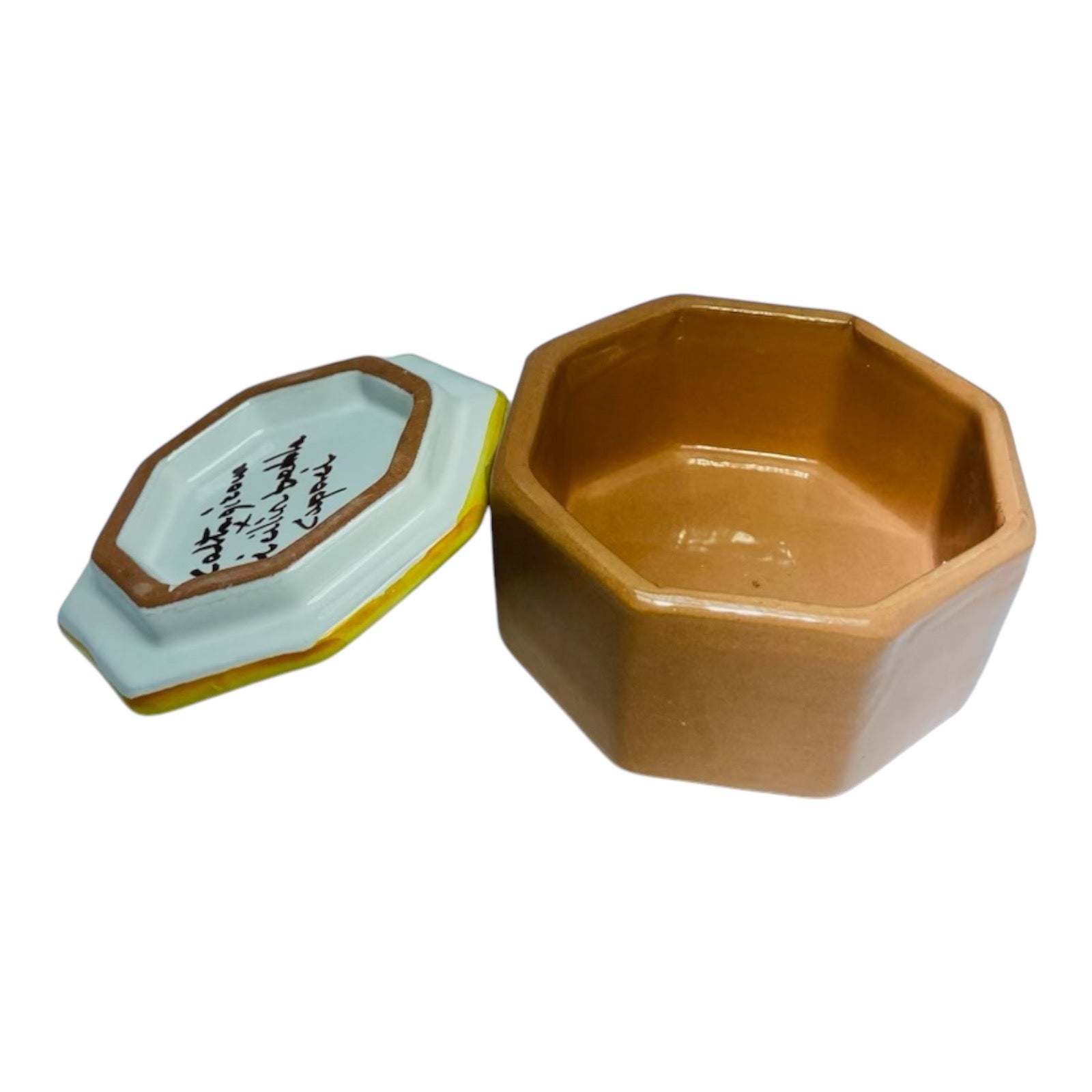 Caltagirone Ceramic Jewelry Box, Octagonal Shape h 5cm x W 8cm approx