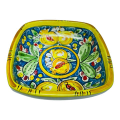 Square Plate, Caltagirone Ceramic Bowl - L20 cm x h 5 cm approx.