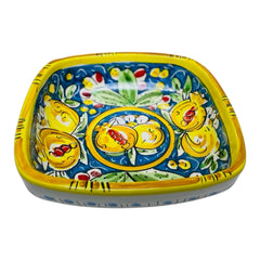 Square Plate, Caltagirone Ceramic Bowl - L20 cm x h 5 cm approx.