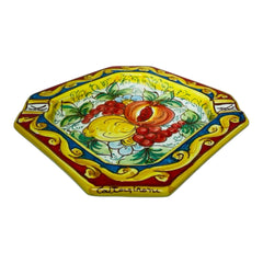 Octagonal ashtray in Caltagirone ceramic - l 20 x 20 cm approx