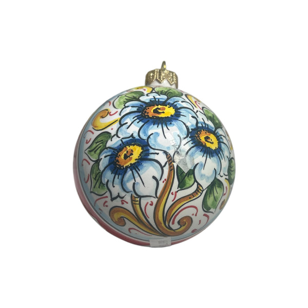 Palla di Natale in pregiata ceramica di Caltagirone (1 Pz) - diametro 8cm - Christmas ball in fine Caltagirone ceramic (1 piece) - diameter 8cm -