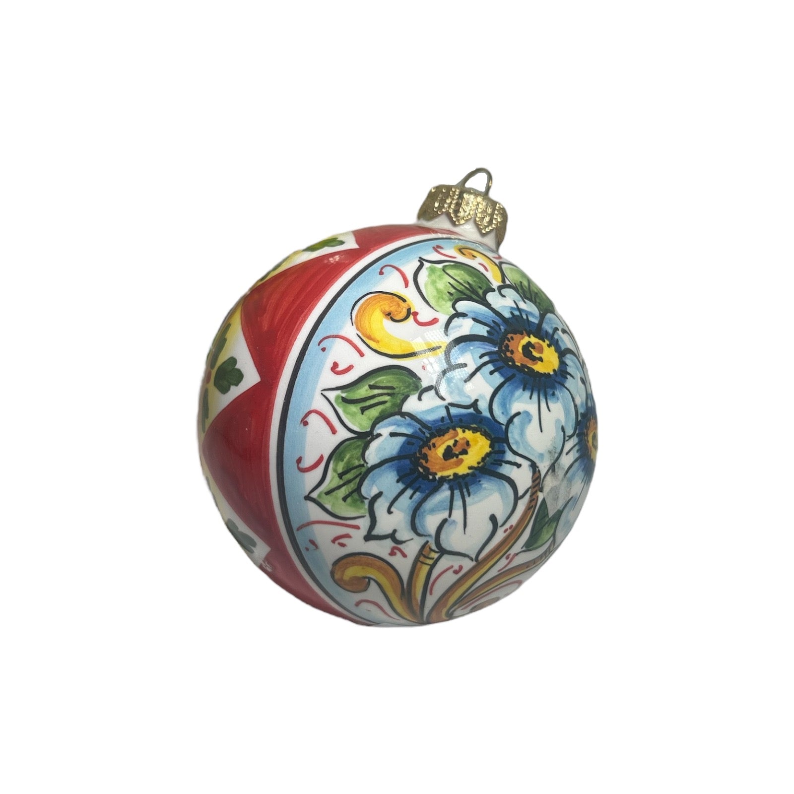 Palla di Natale in pregiata ceramica di Caltagirone (1 Pz) - diametro 8cm - Christmas ball in fine Caltagirone ceramic (1 piece) - diameter 8cm -