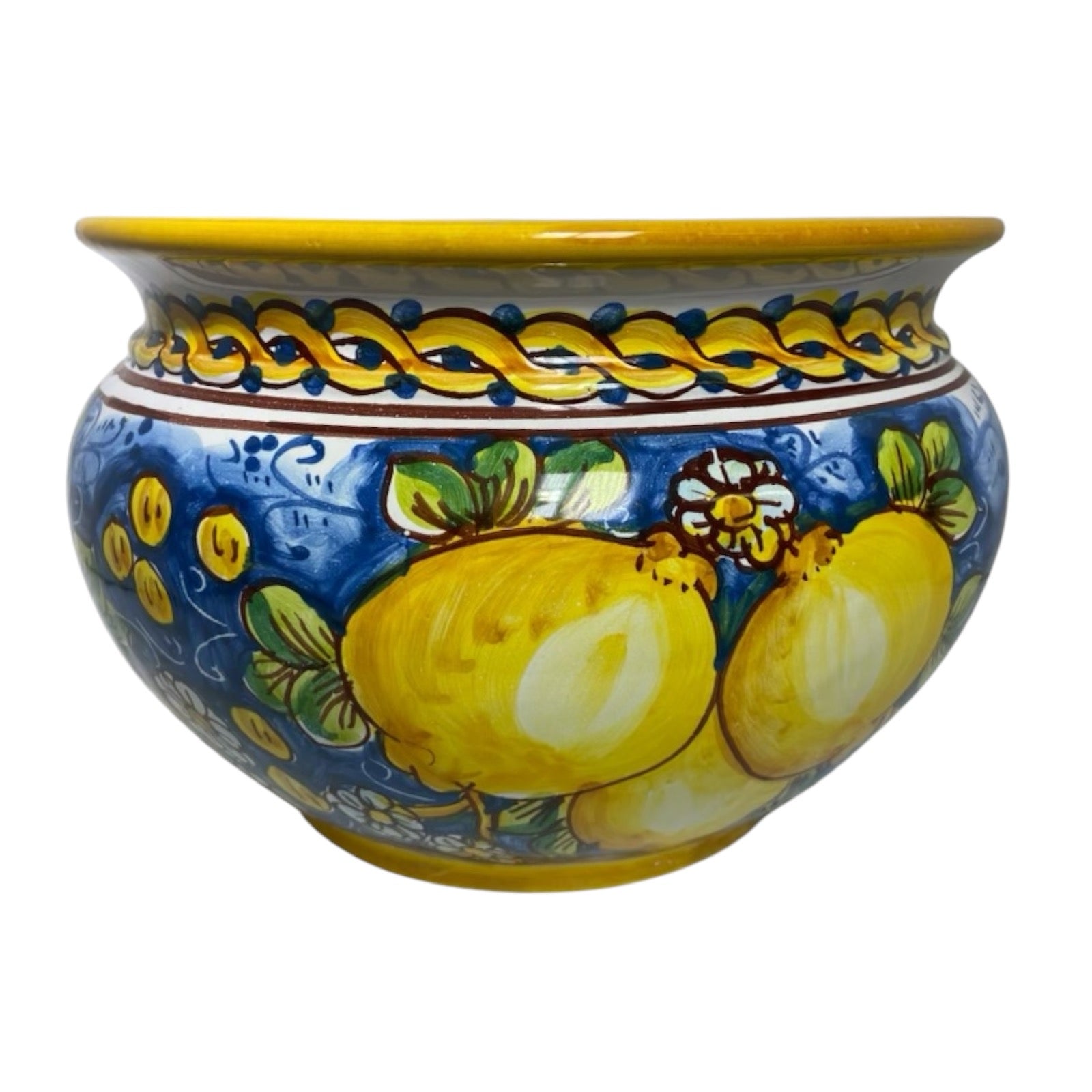 Cachepot Caltagirone Ceramic Plant pot, lemon decoration 20cm Diameter