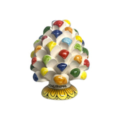 Multicolor Sicilian Pine Cone With Decorated Ceramic Base 13cm