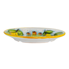 Oval tray serving plate in Sicilian ceramic With Prickly Pear and Lemon L 37 x 25 cm approx.