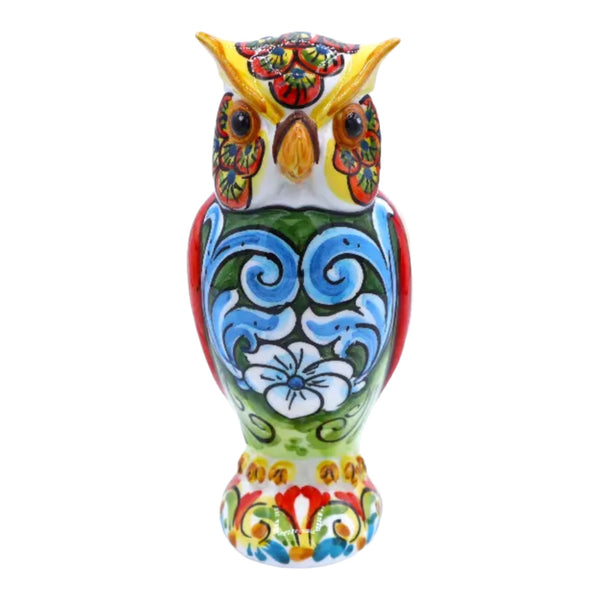 Owl in Caltagirone Ceramic Baroque Decoration 20cm