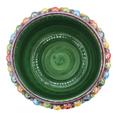 Caltagirone Half Pigna Vase approx. 22 cm multicolored, mother-of-pearl enamel, stem with multicolored geometric decoration