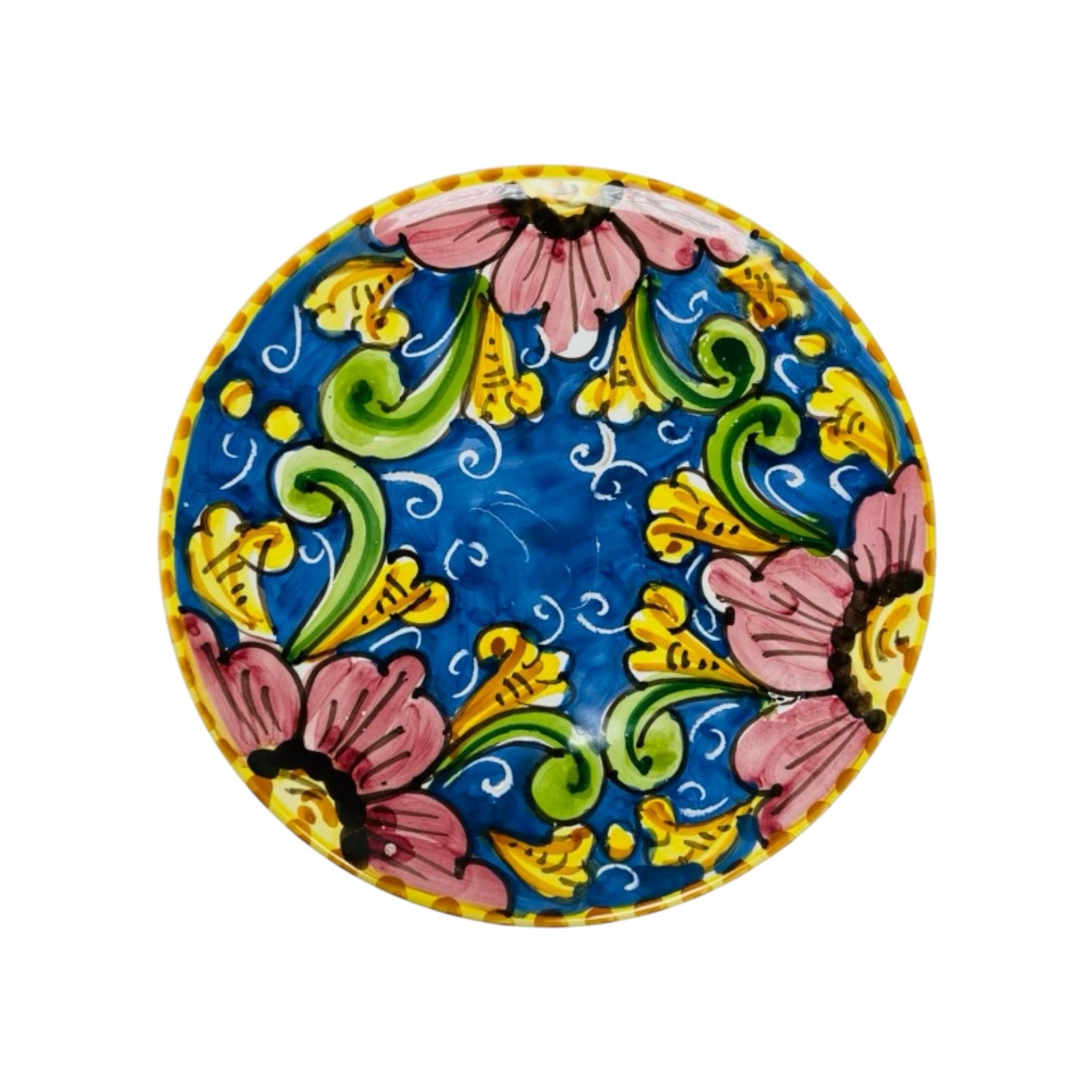 Ornamental Plate in fine Sicilian Ceramic, to Hang, diameter 16cm, height 2.5cm