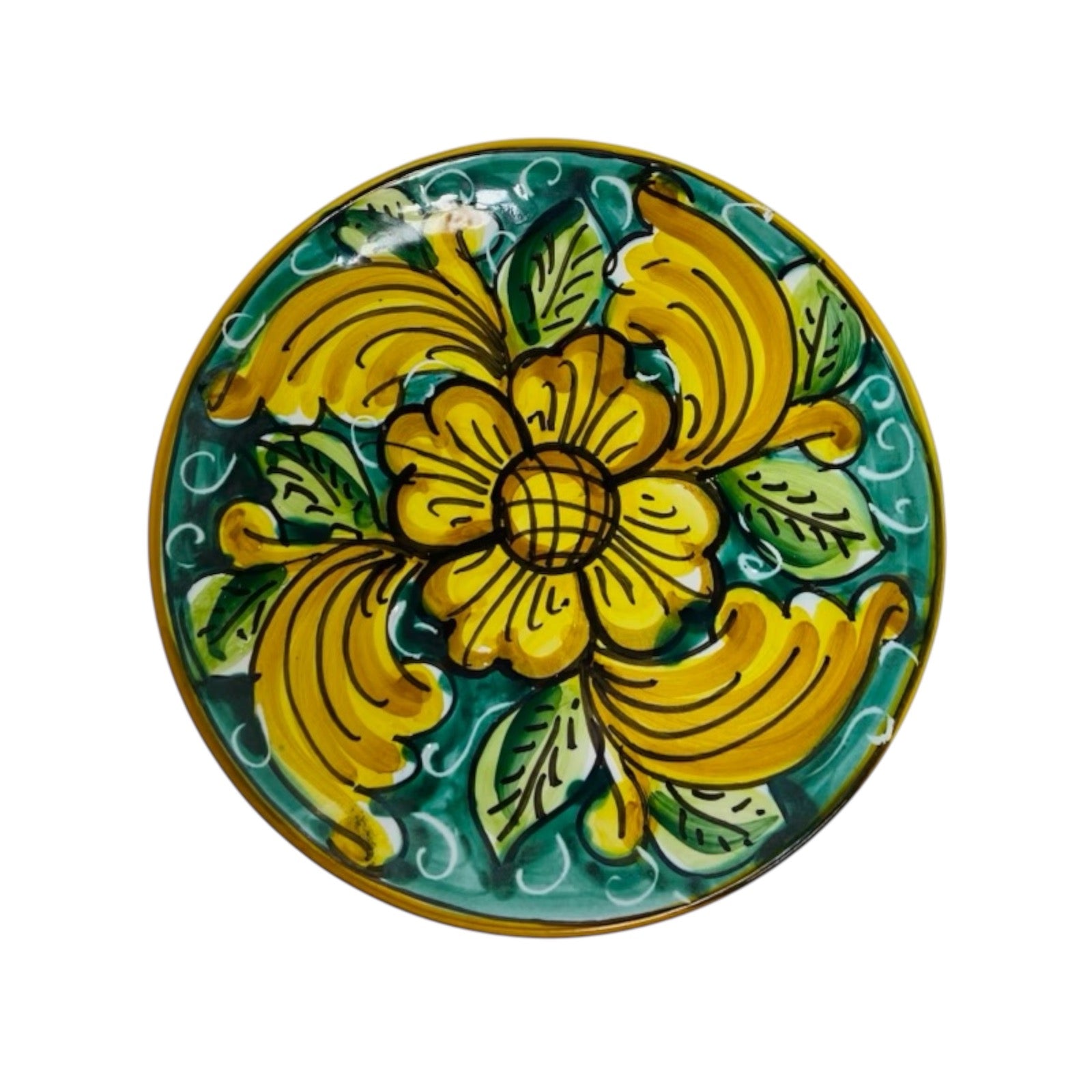 Ornamental Plate in fine Sicilian Ceramic, to Hang, diameter 16cm, height 2.5cm