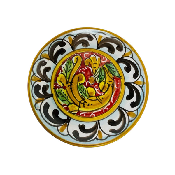 Ornamental Plate in fine Sicilian Ceramic, to Hang, diameter 16cm, height 2.5cm