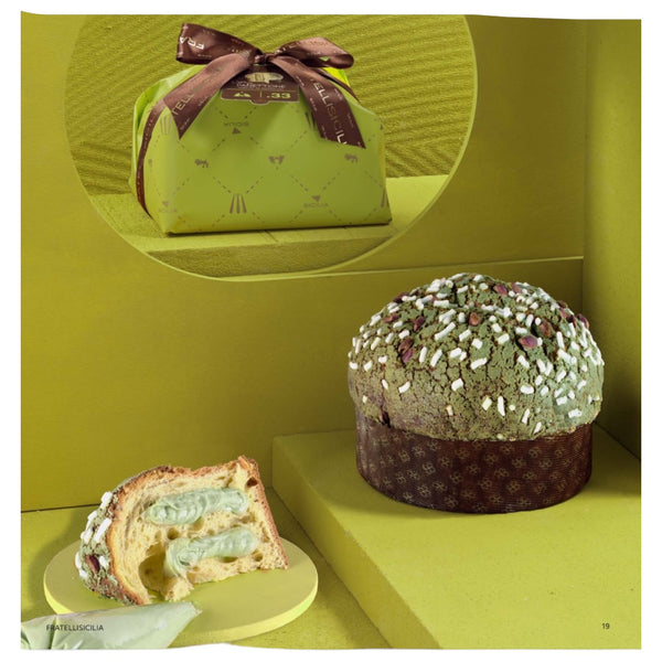 Panettone With Sicilian Pistachio Cream with Piping Bag 2.2lb By Fratelli Sicilia