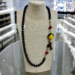 Lava Stone Etna Sicily Necklace, Handmade, With Lemon in Ceramic