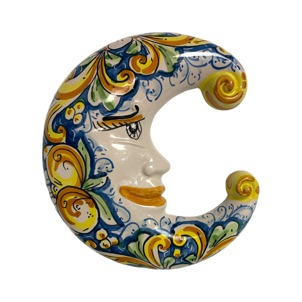 Beautiful Moon in fine Caltagirone Ceramic, Height 22 cm, Width 20 cm, depth 3 cm