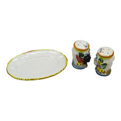 Teste Di Moro Salt and Pepper Set With Tray, Caltagirone Ceramic