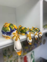 Set 4 pieces Ducks upside down the curtigghiare in hand-decorated Sicilian ceramic With Lemon