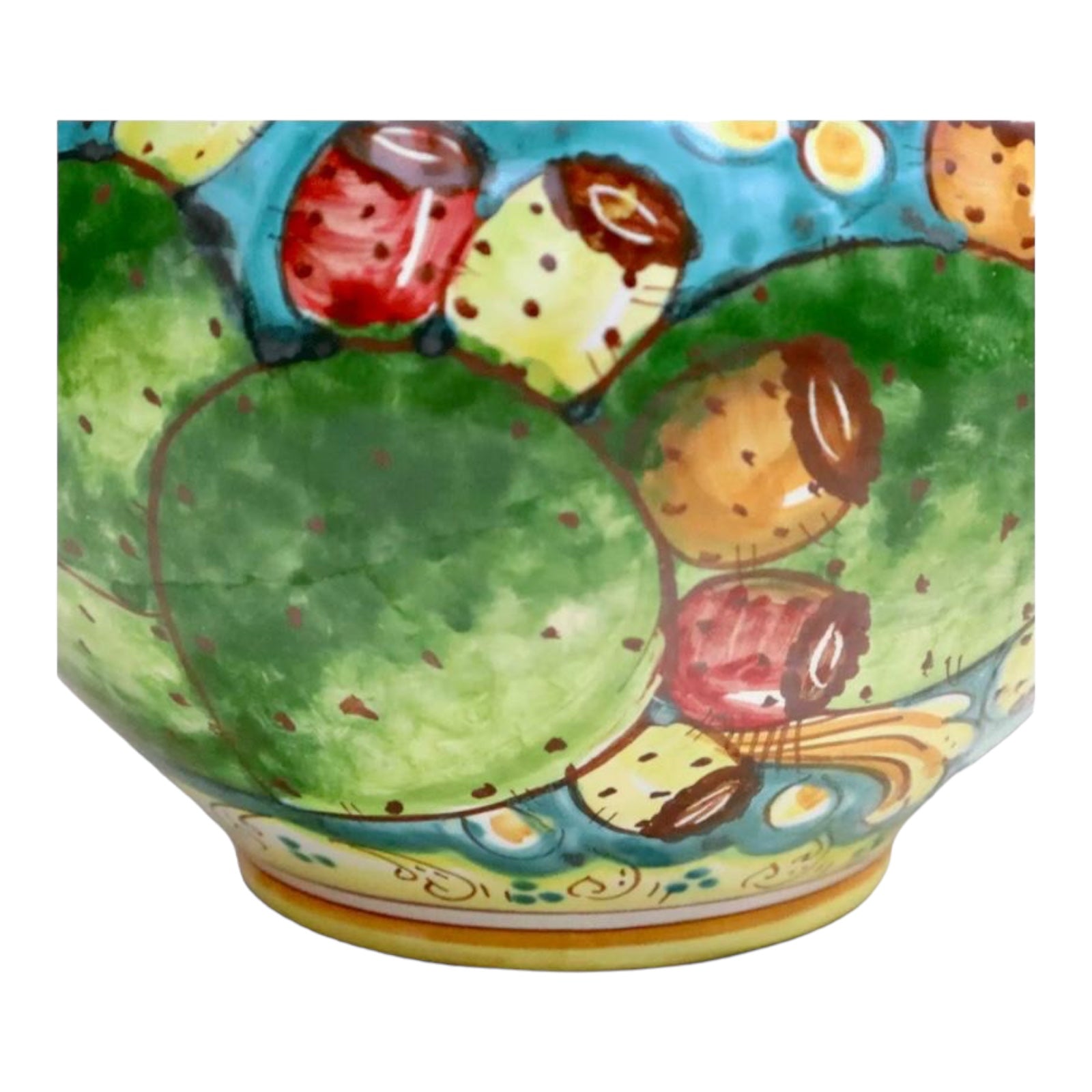 Cachepot Caltagirone ceramic plant pot, prickly pear decoration,