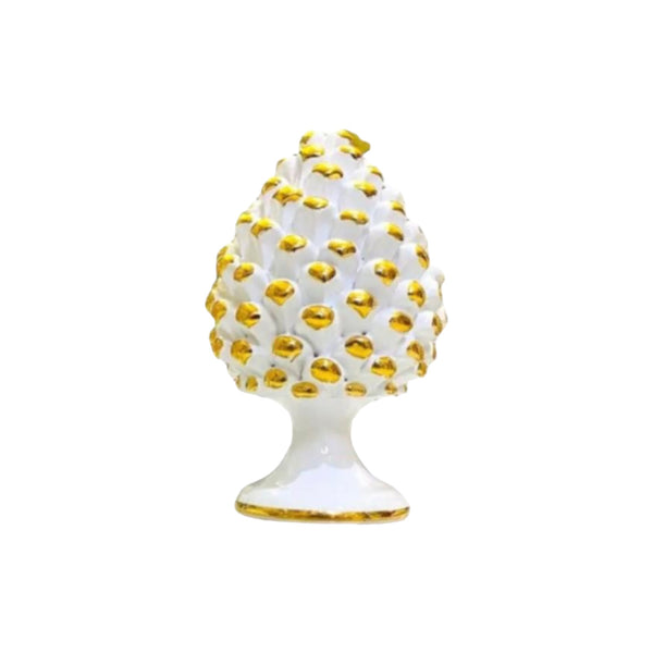 Pine Cone in fine Caltagirone Ceramic 24k Pure GOLD Tips 
15cm.