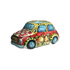 Fiat 500 Vehicle in Ceramic From Caltagirone 11x6.5x7cm