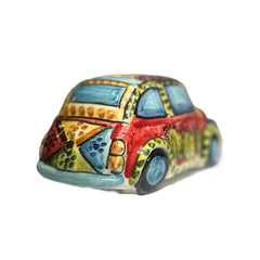 Fiat 500 Vehicle in Ceramic From Caltagirone 11x6.5x7cm